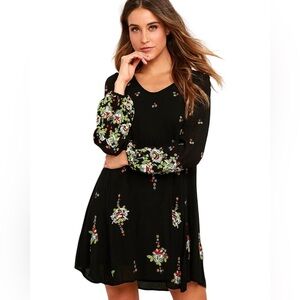 Free People Oxford Embroidered Mini Dress S Women Casual Long Sleeves.